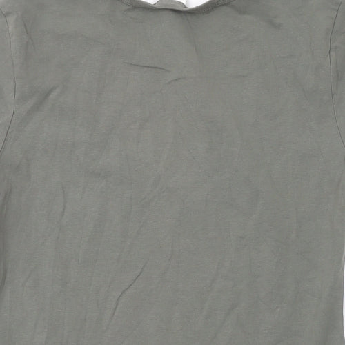 H&M Womens Green Cotton Basic T-Shirt Size M Round Neck