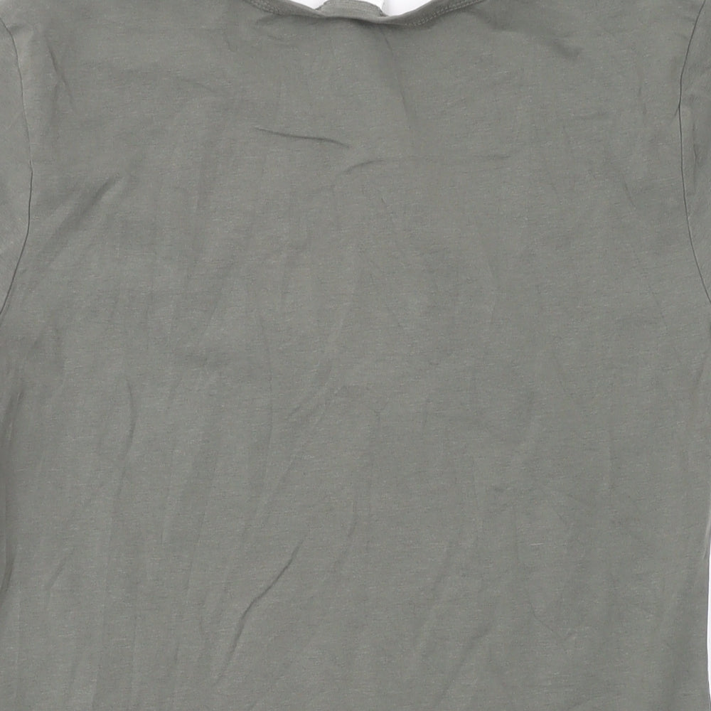 H&M Womens Green Cotton Basic T-Shirt Size M Round Neck
