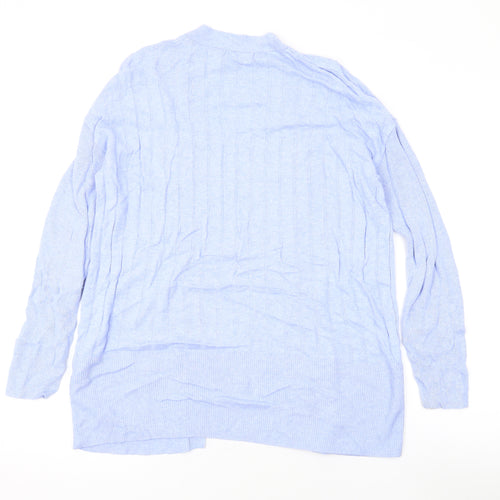 Marks and Spencer Womens Blue V-Neck Viscose Cape Jumper Size M