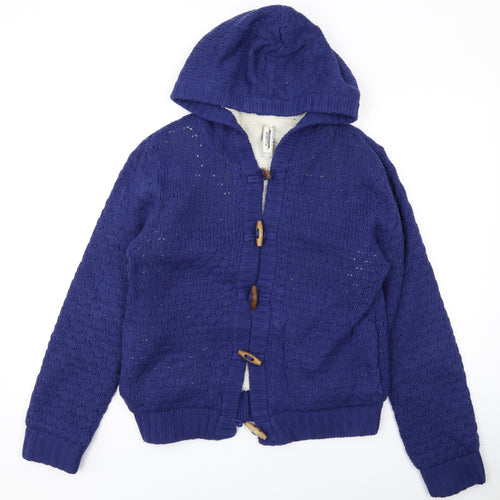 Pull&Bear Mens Blue Jacket Coatigan Size L Hook & Eye