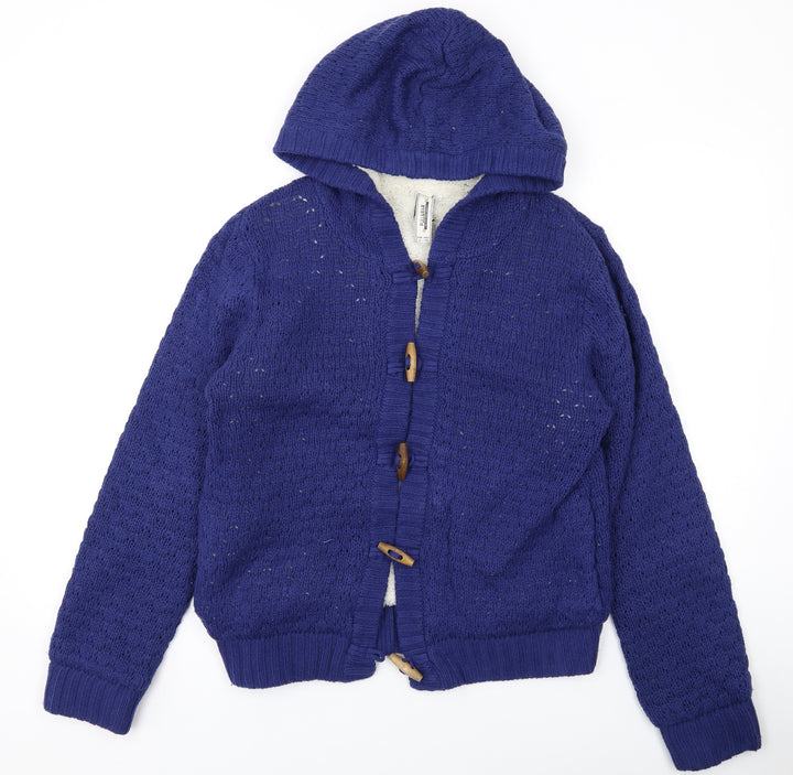 Pull&Bear Mens Blue Jacket Coatigan Size L Hook & Eye