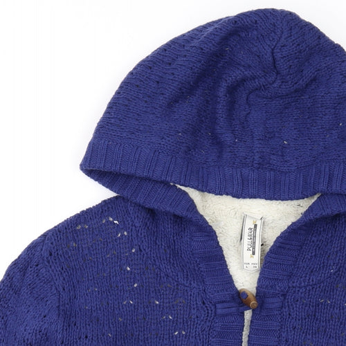 Pull&Bear Mens Blue Jacket Coatigan Size L Hook & Eye