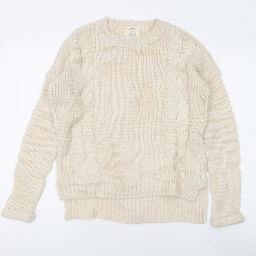 New Look Womens Beige Round Neck Acrylic Pullover Jumper Size 6