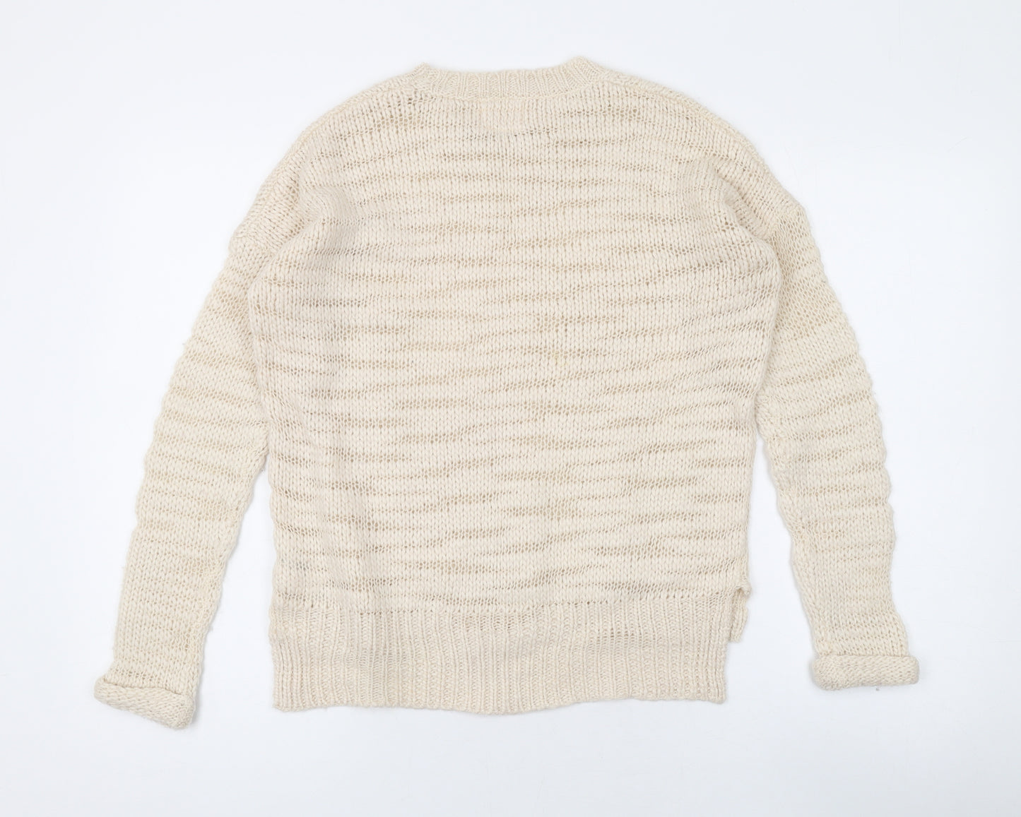 New Look Womens Beige Round Neck Acrylic Pullover Jumper Size 6
