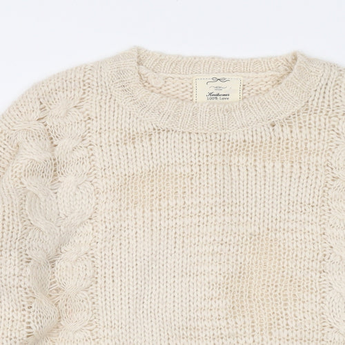 New Look Womens Beige Round Neck Acrylic Pullover Jumper Size 6