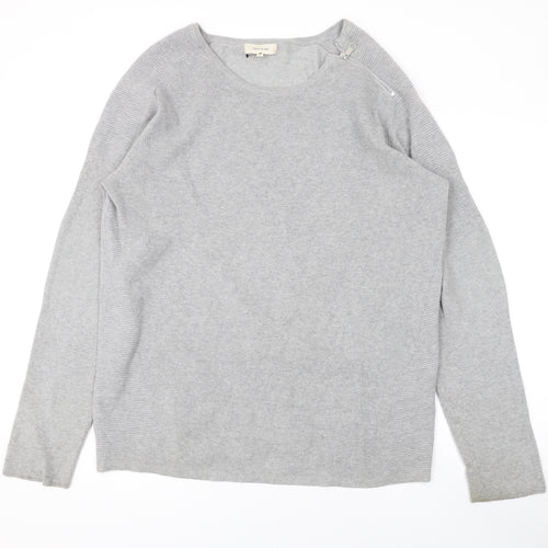 River Island Mens Grey Round Neck Acrylic Pullover Jumper Size XL Long Sleeve