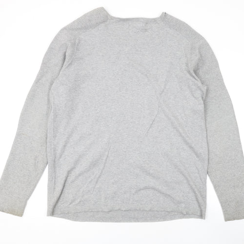 River Island Mens Grey Round Neck Acrylic Pullover Jumper Size XL Long Sleeve