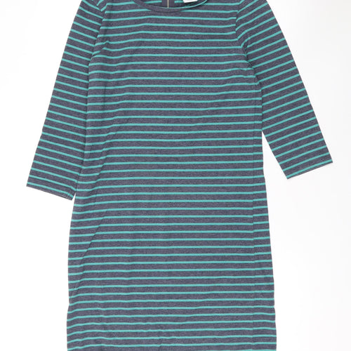 VERO MODA Womens Green Striped Polyester T-Shirt Dress Size S Round Neck Zip