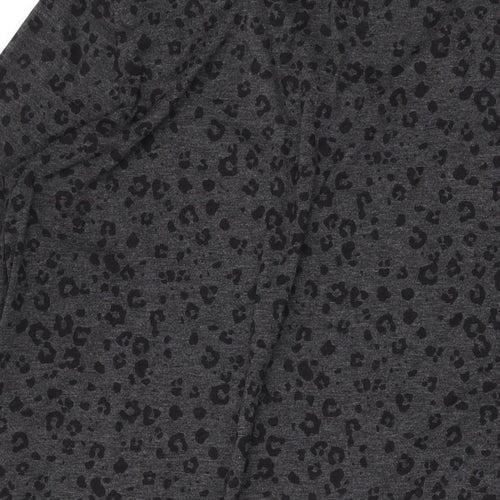 Yours Womens Green Animal Print Cotton A-Line Size 16 V-Neck Pullover - Leopard Print