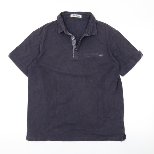 Gazlici Mens Grey Cotton Polo Size XL Collared Button