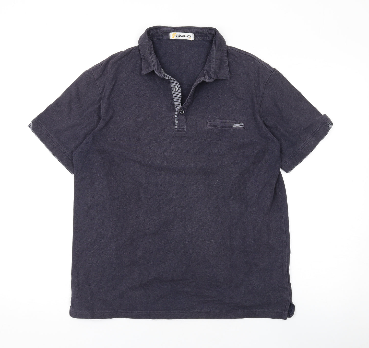 Gazlici Mens Grey Cotton Polo Size XL Collared Button