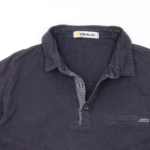 Gazlici Mens Grey Cotton Polo Size XL Collared Button