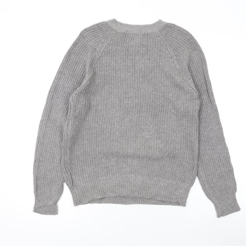 New Look Womens Grey Round Neck Cotton Pullover Jumper Size M