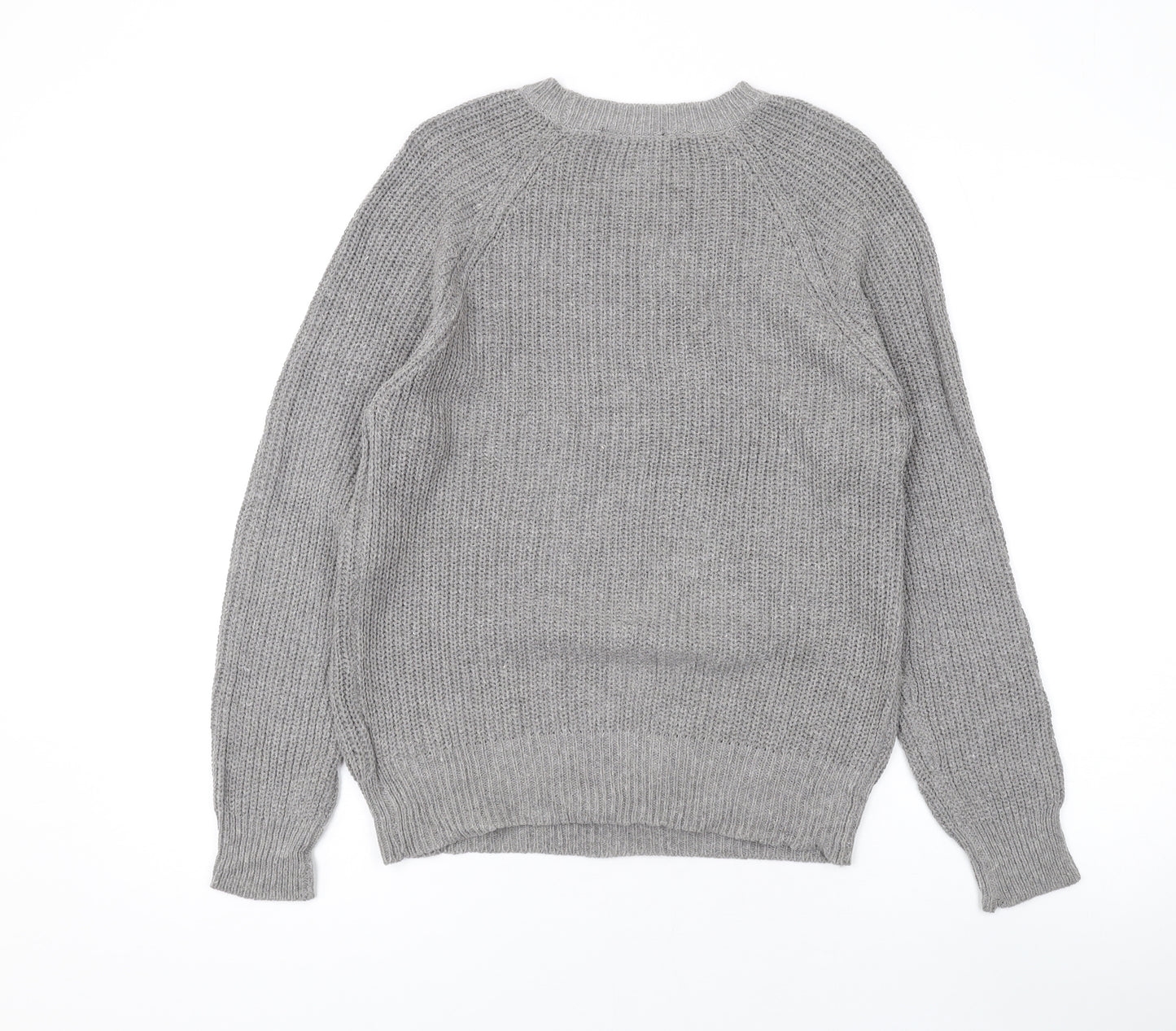 New Look Womens Grey Round Neck Cotton Pullover Jumper Size M