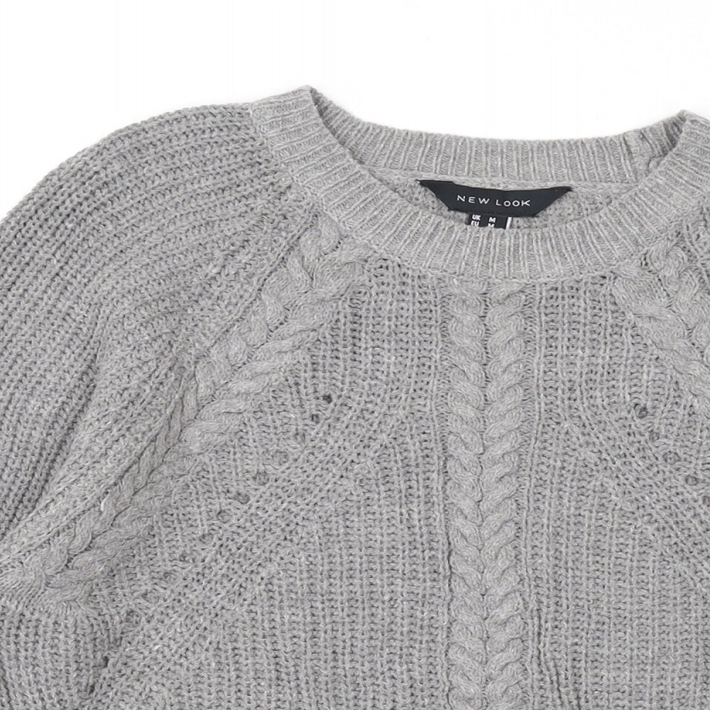 New Look Womens Grey Round Neck Cotton Pullover Jumper Size M