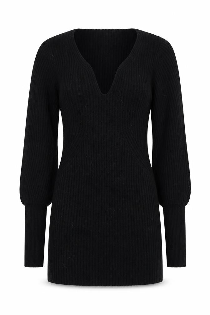 Front view of Brave Soul women’s black v-neck acrylic jumper, size M