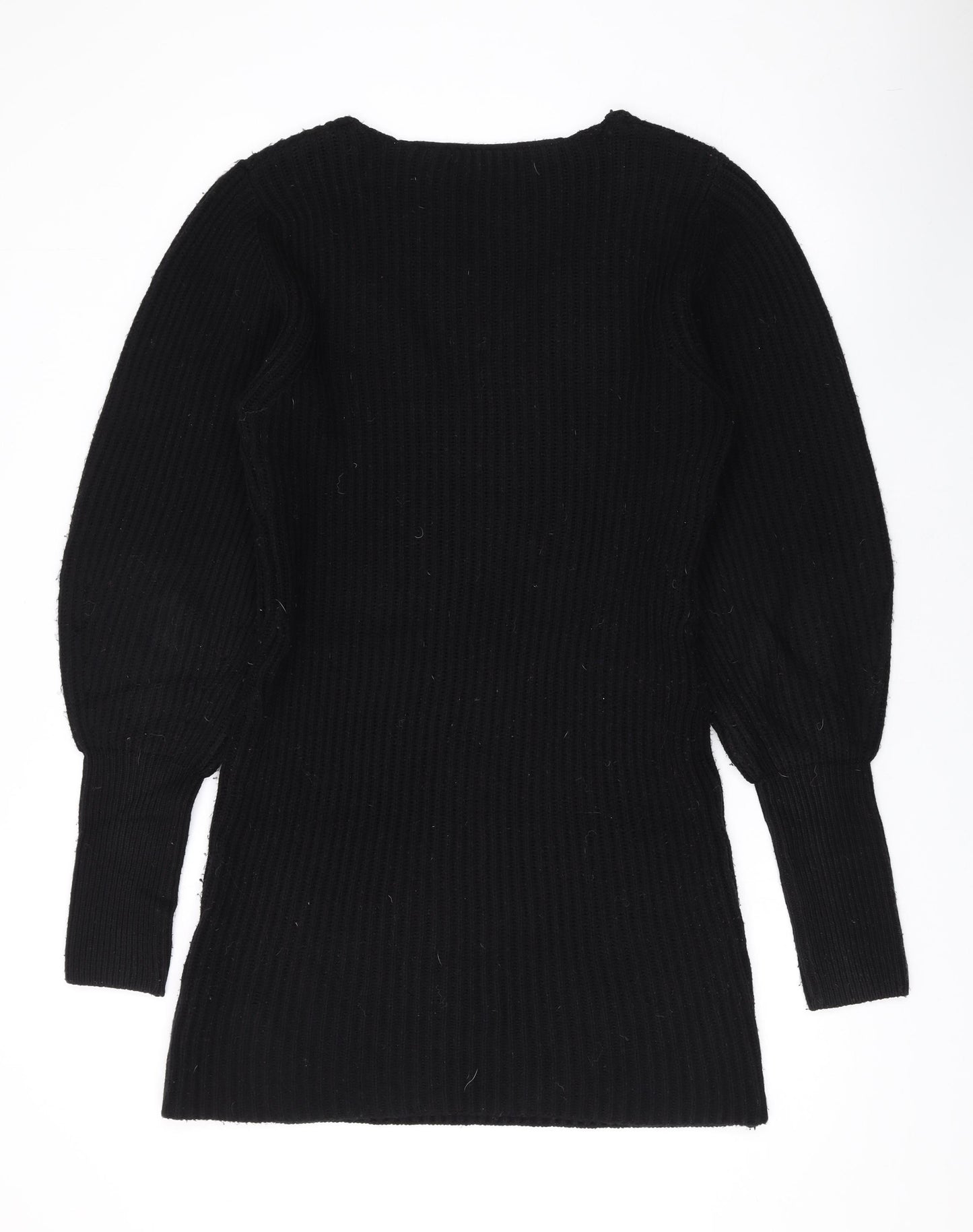 Brave Soul Womens Black V-Neck Acrylic Pullover Jumper Size M