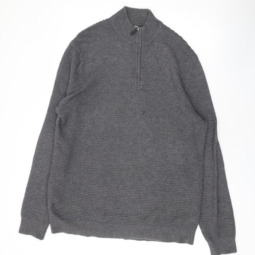Melka Mens Grey Cotton Pullover Sweatshirt Size L