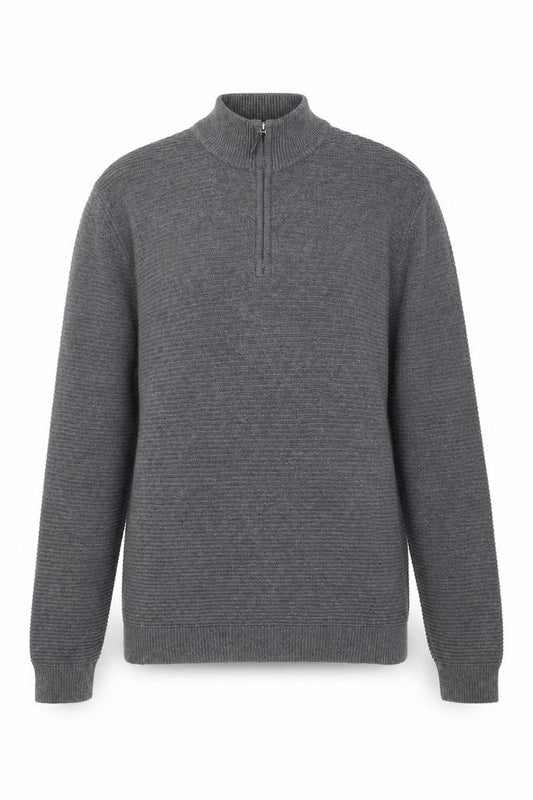 Front view of Melka men’s grey cotton pullover sweatshirt, size L