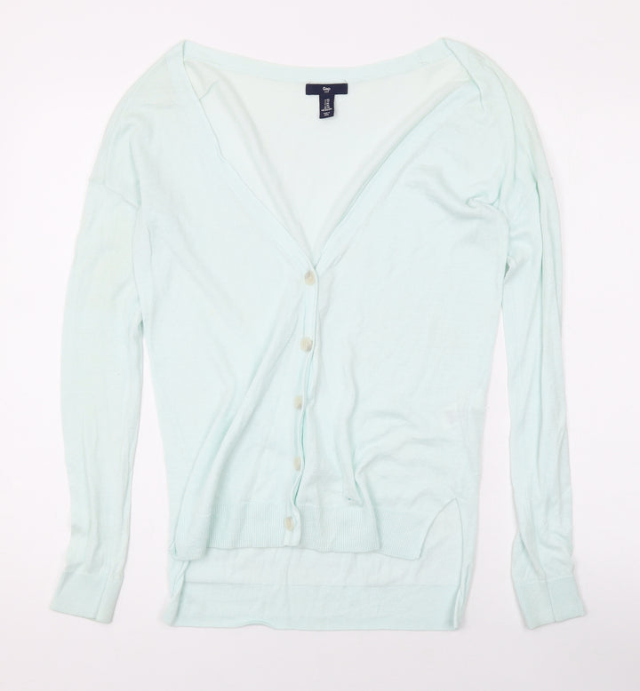 Gap Womens Green V-Neck Cotton Cardigan Jumper Size XS
