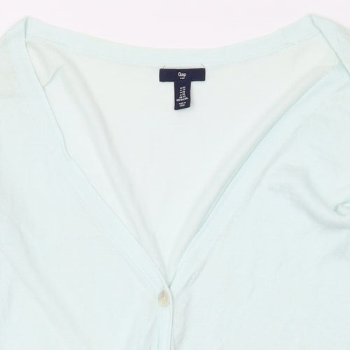 Gap Womens Green V-Neck Cotton Cardigan Jumper Size XS