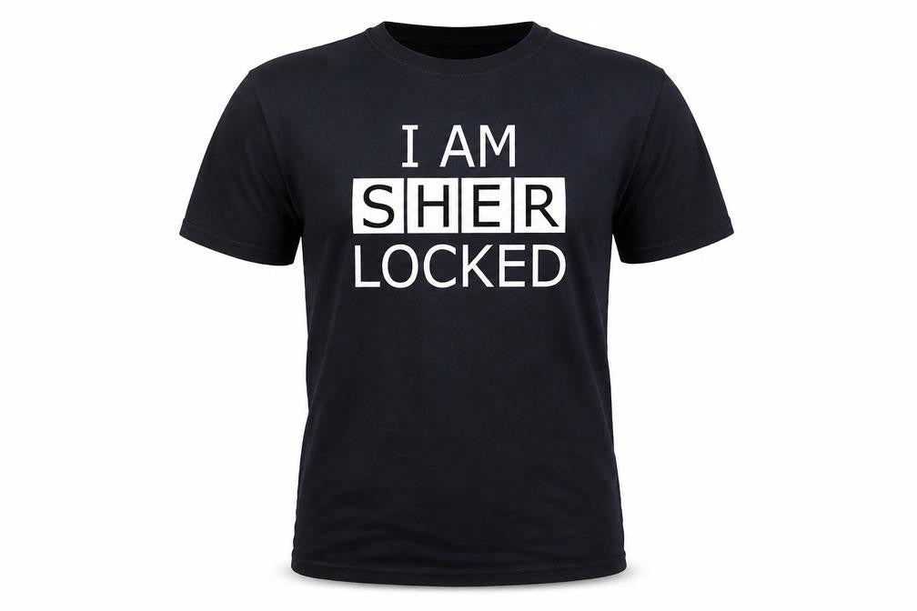 Sherlock Mens Black Cotton T-Shirt Size L Round Neck