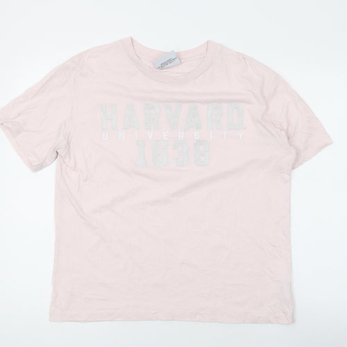 Harvard Womens Pink Cotton Basic T-Shirt Size 8 Round Neck
