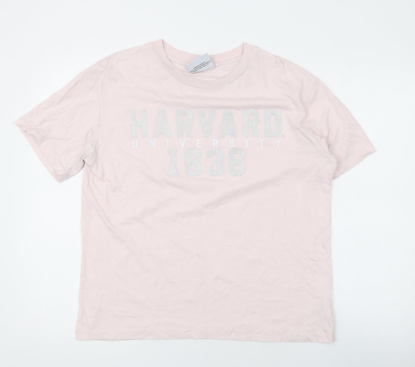 Harvard Womens Pink Cotton Basic T-Shirt Size 8 Round Neck
