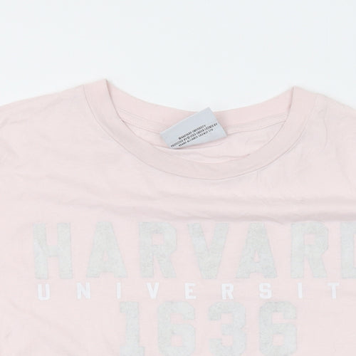 Harvard Womens Pink Cotton Basic T-Shirt Size 8 Round Neck