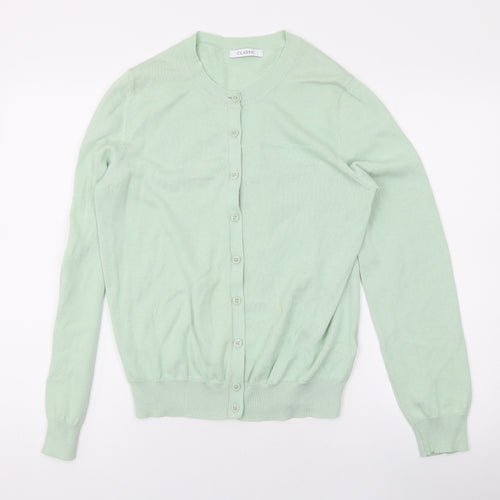 Marks and Spencer Womens Green Round Neck Cotton Cape Jumper Size 10