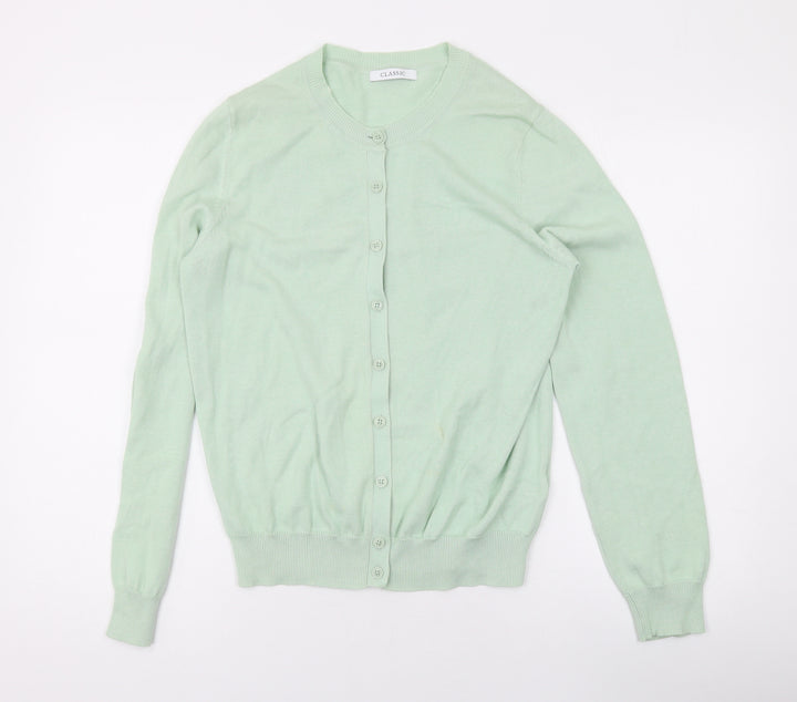 Marks and Spencer Womens Green Round Neck Cotton Cape Jumper Size 10