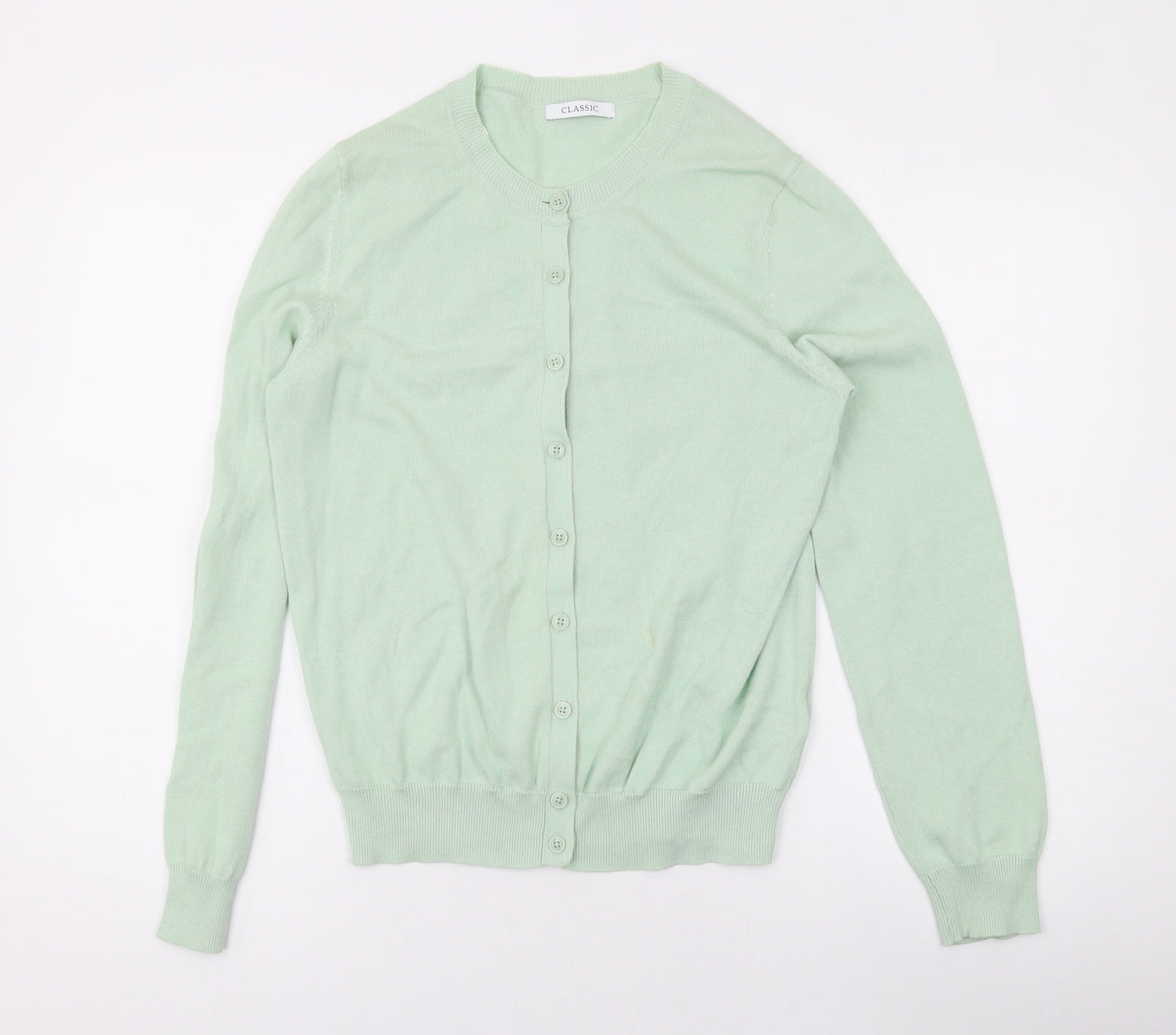 Marks and Spencer Womens Green Round Neck Cotton Cape Jumper Size 10