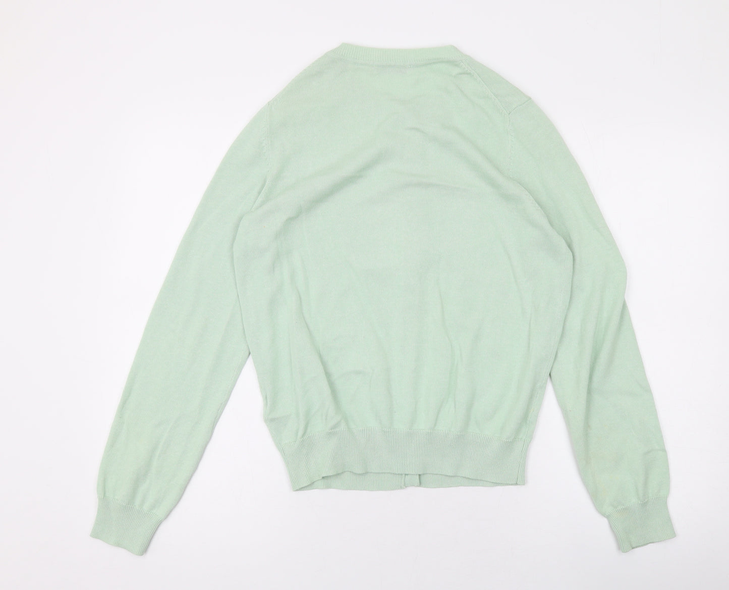 Marks and Spencer Womens Green Round Neck Cotton Cape Jumper Size 10