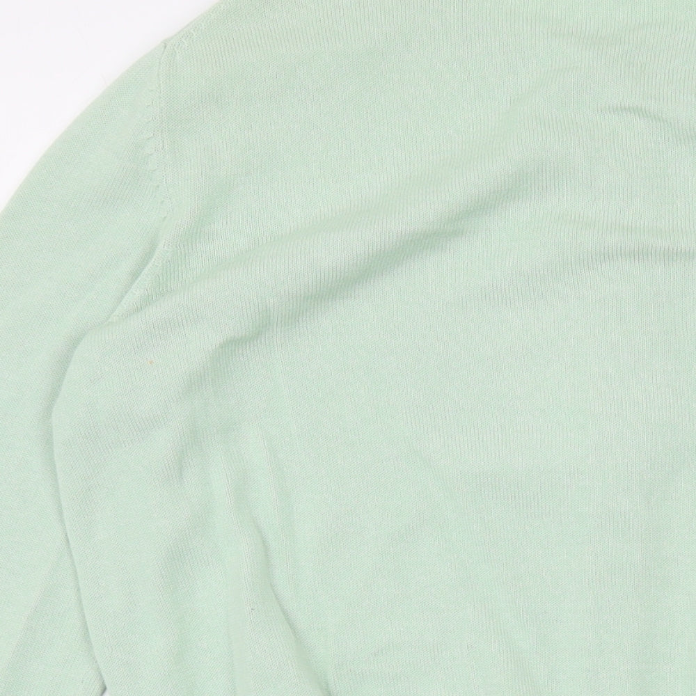 Marks and Spencer Womens Green Round Neck Cotton Cape Jumper Size 10