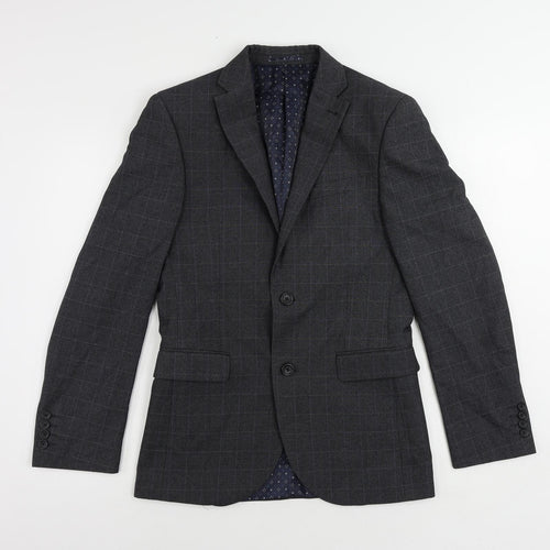 NEXT Mens Grey Plaid Polyester Jacket Suit Jacket Size 36 Regular