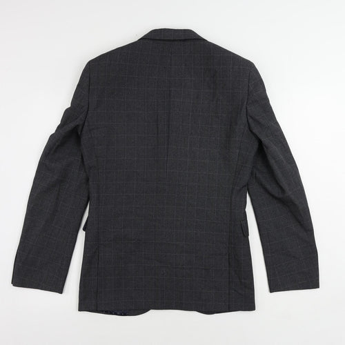NEXT Mens Grey Plaid Polyester Jacket Suit Jacket Size 36 Regular