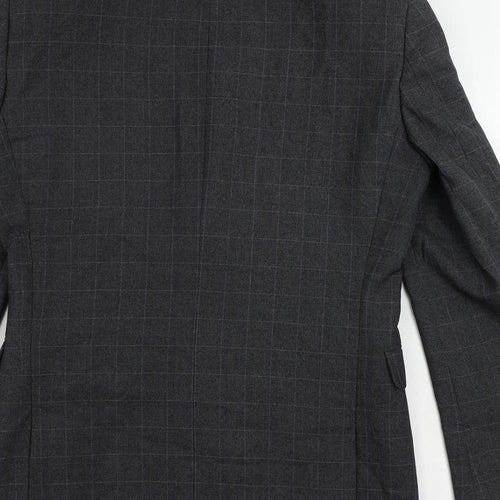 NEXT Mens Grey Plaid Polyester Jacket Suit Jacket Size 36 Regular