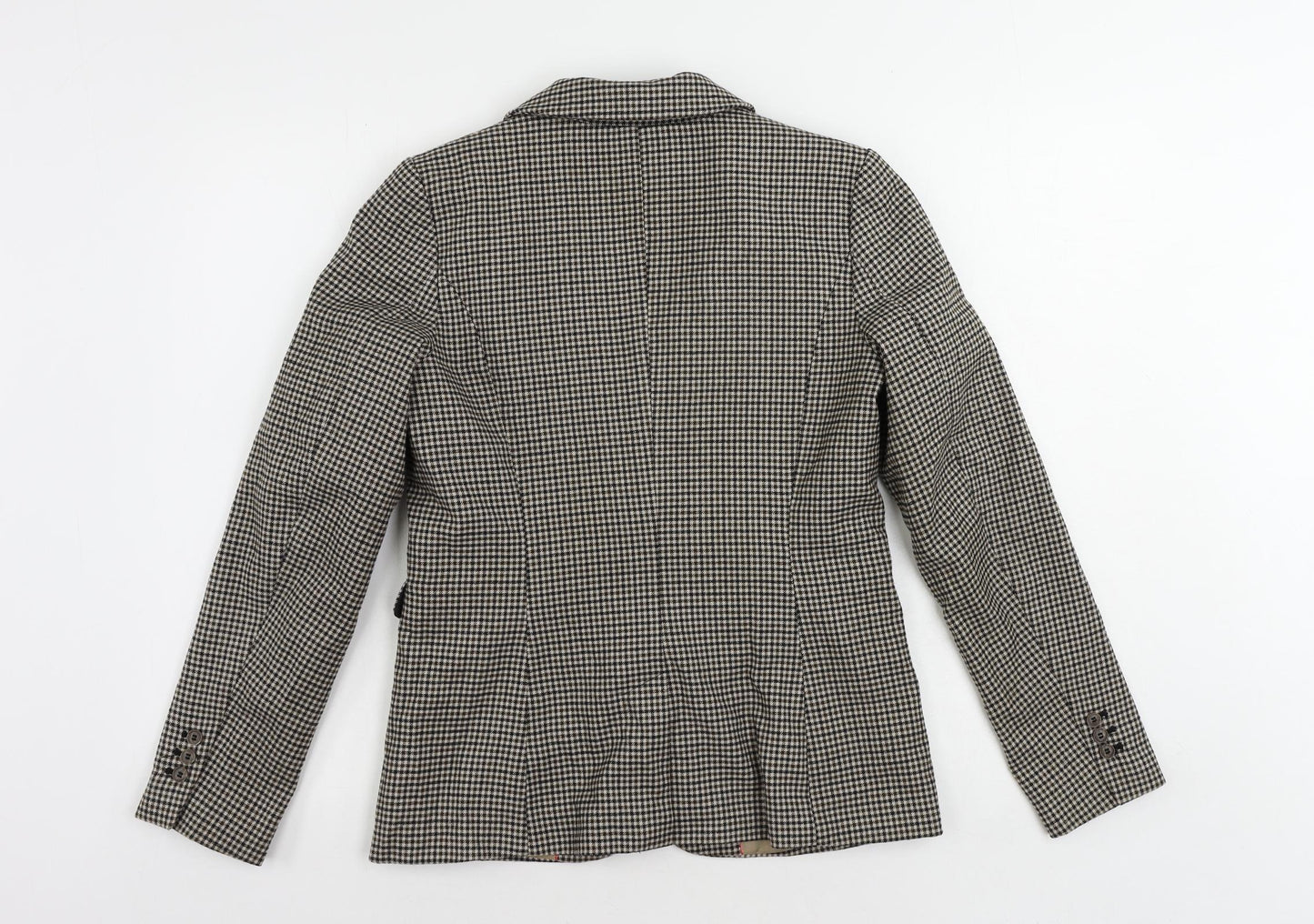 H&M Womens Brown Geometric Jacket Blazer Size 8 Button