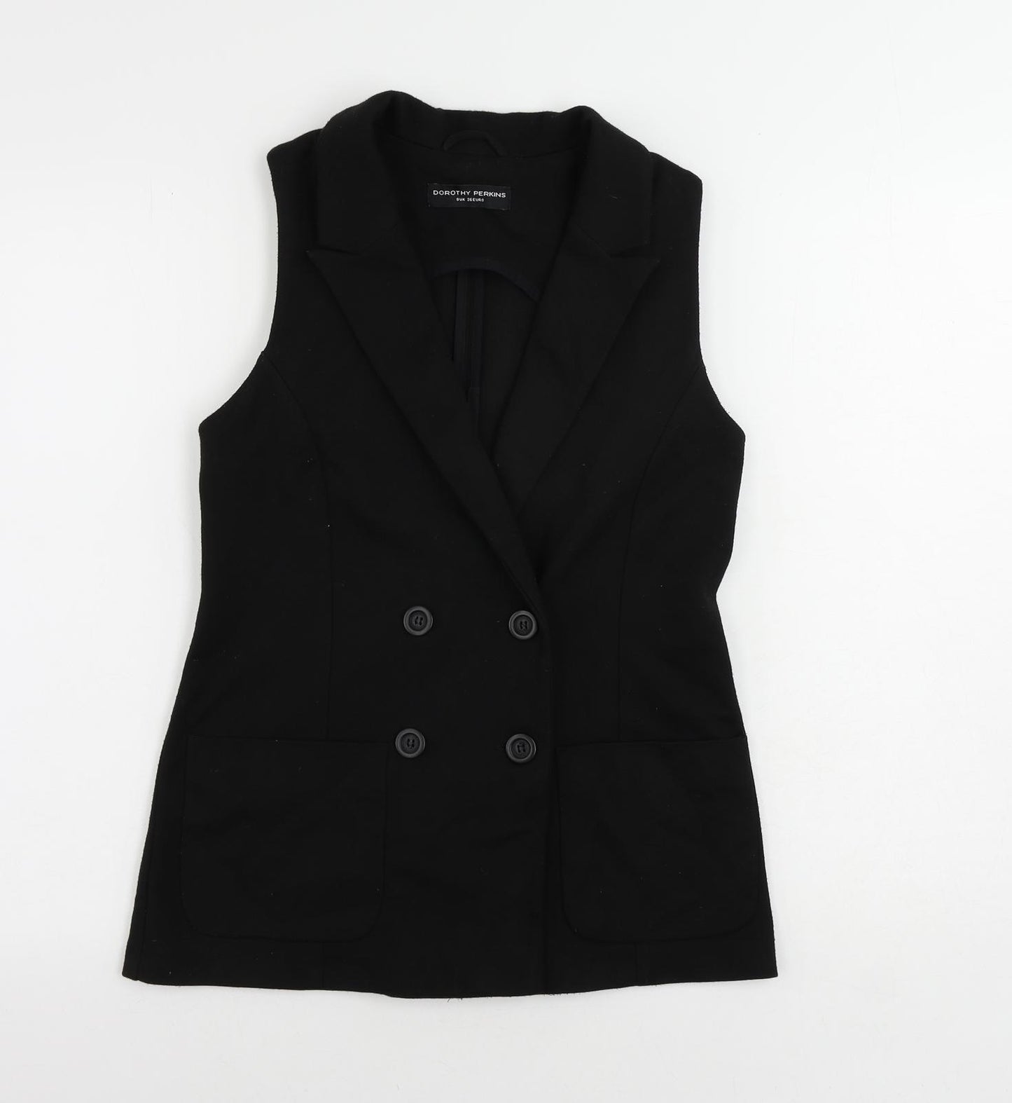 Dorothy Perkins Womens Black Jacket Waistcoat Size 8 Button