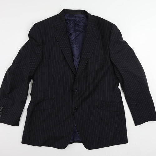 Autograph Mens Blue Striped Wool Jacket Suit Jacket Size 44 Regular