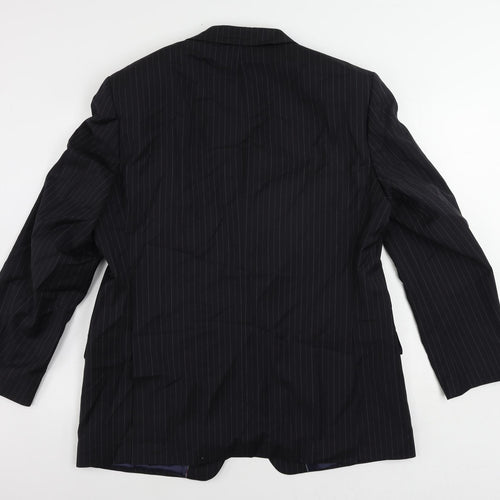 Autograph Mens Blue Striped Wool Jacket Suit Jacket Size 44 Regular