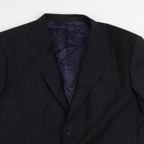 Autograph Mens Blue Striped Wool Jacket Suit Jacket Size 44 Regular