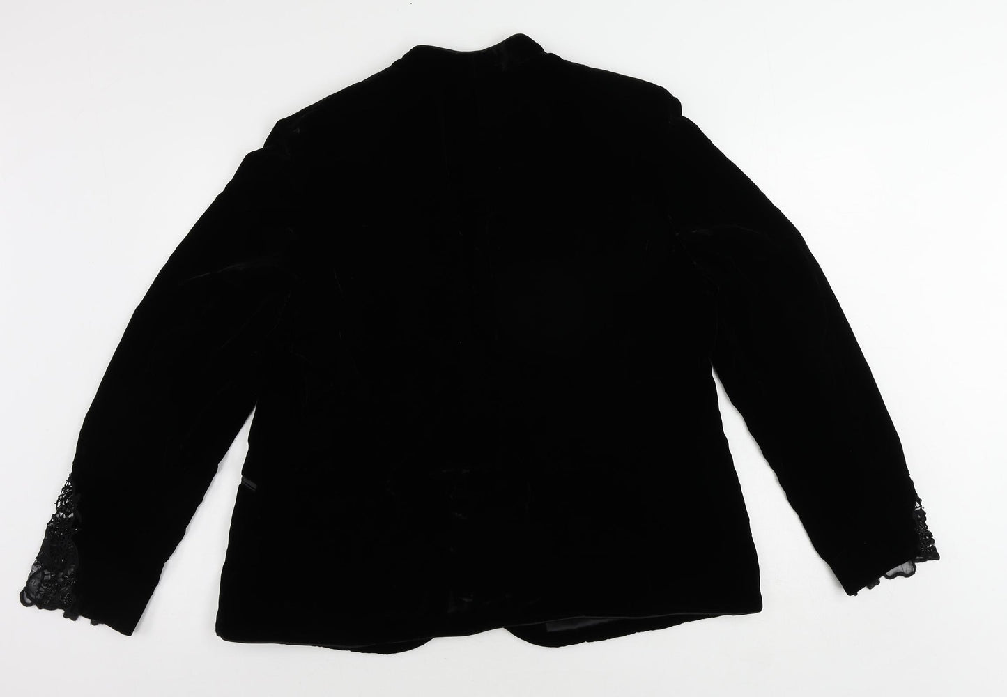 CC Womens Black Jacket Blazer Size 20 Snap - Lace Detail