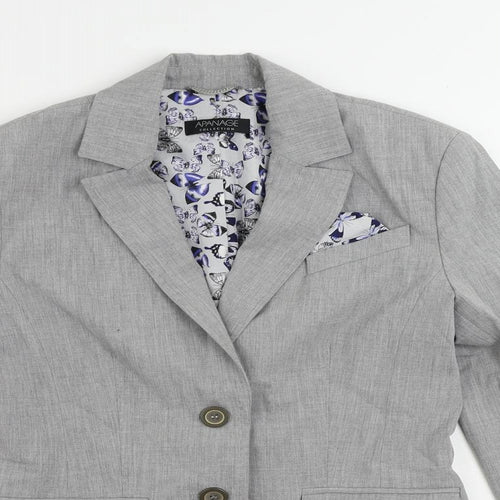 APANAGE Womens Grey Jacket Blazer Size 8 Button