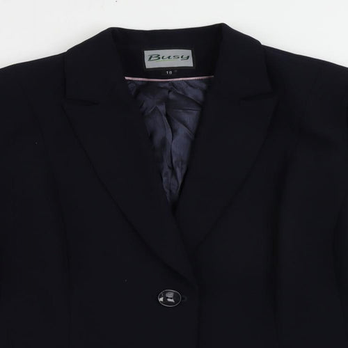Busy Womens Blue Jacket Blazer Size 18 Button