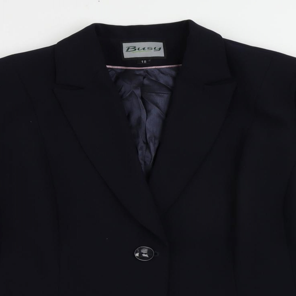 Busy Womens Blue Jacket Blazer Size 18 Button