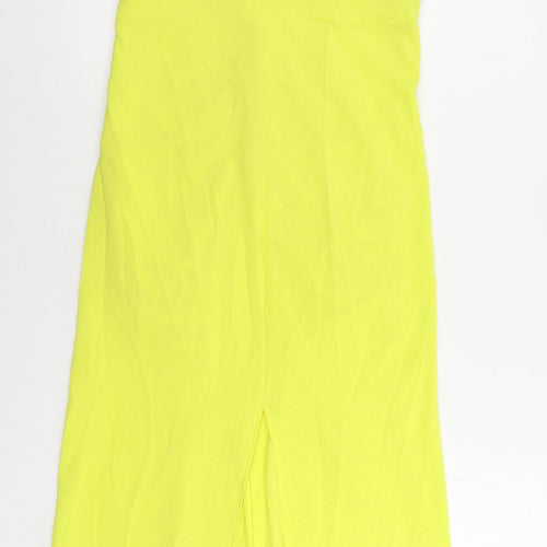 Zara Womens Yellow Polyester Sheath Size S V-Neck Pullover - Ruched