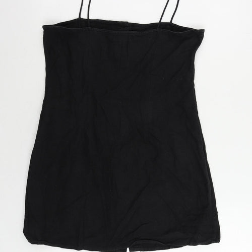 Motel Womens Black Cotton Mini Size M Square Neck Button