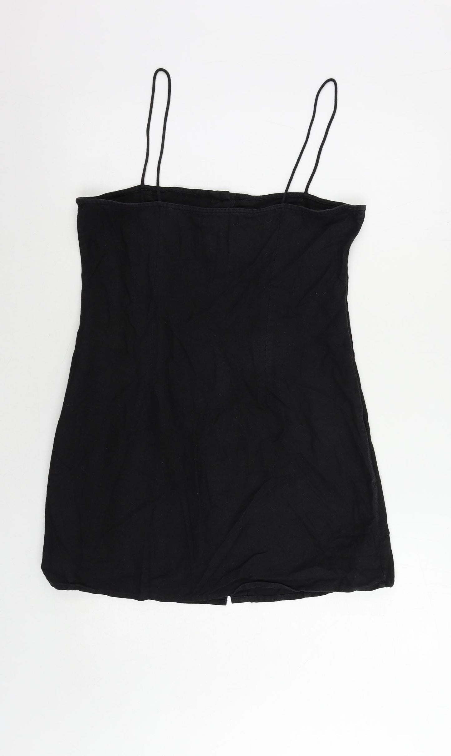 Motel Womens Black Cotton Mini Size M Square Neck Button