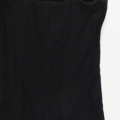 Motel Womens Black Cotton Mini Size M Square Neck Button